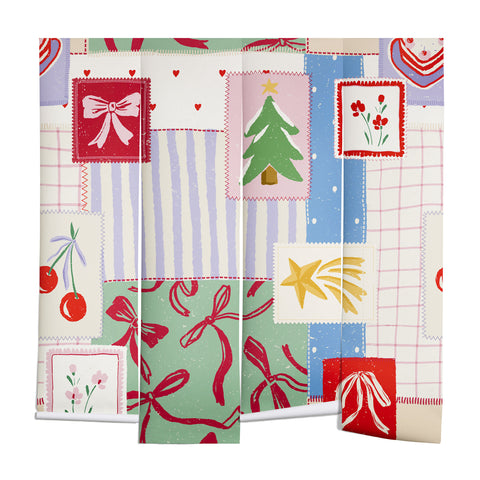 LouBruzzoni Christmas retro patch Wall Mural