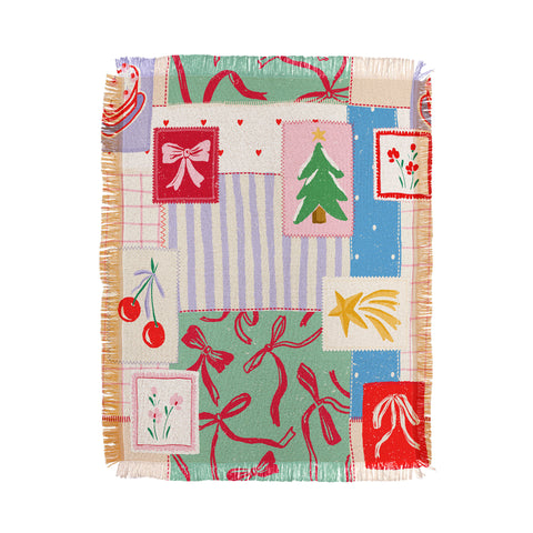 LouBruzzoni Christmas retro patch Throw Blanket