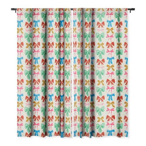 LouBruzzoni Chritsmas colorful bows Blackout Window Curtain