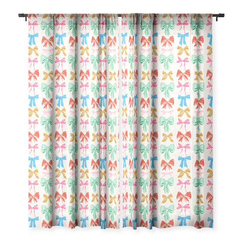 LouBruzzoni Chritsmas colorful bows Sheer Window Curtain
