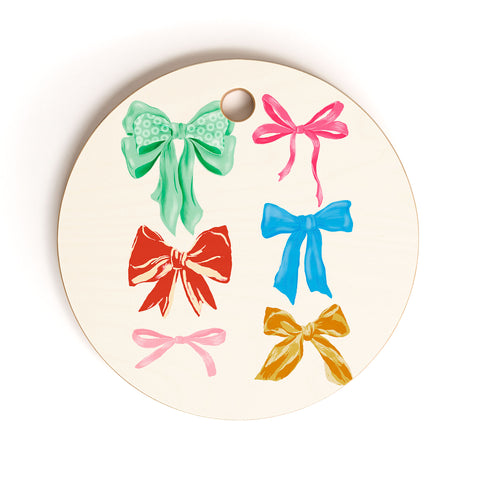 LouBruzzoni Chritsmas colorful bows Cutting Board Round
