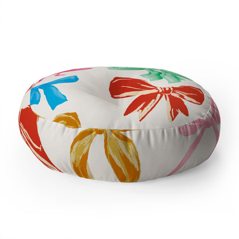 LouBruzzoni Chritsmas colorful bows Floor Pillow Round