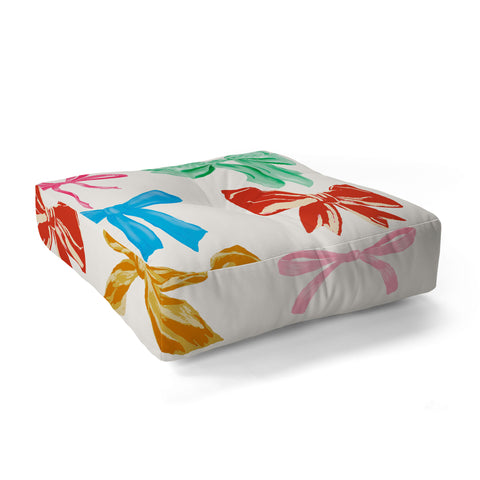 LouBruzzoni Chritsmas colorful bows Floor Pillow Square