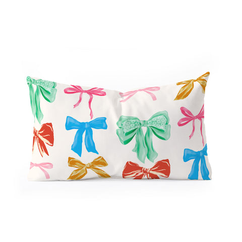 LouBruzzoni Chritsmas colorful bows Oblong Throw Pillow