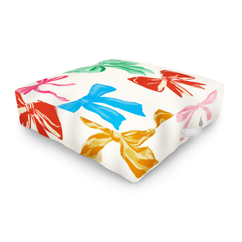 LouBruzzoni Chritsmas colorful bows Outdoor Floor Cushion