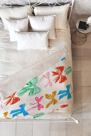 LouBruzzoni Chritsmas colorful bows Fleece Throw Blanket