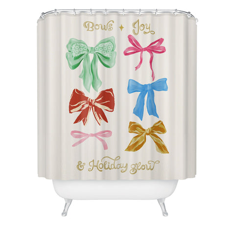 LouBruzzoni Chritsmas colorful bows Shower Curtain