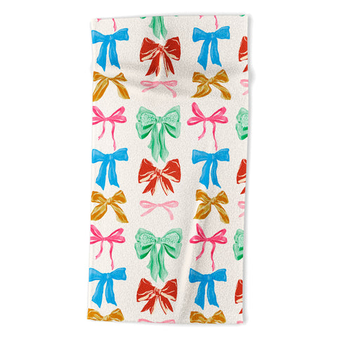 LouBruzzoni Chritsmas colorful bows Beach Towel