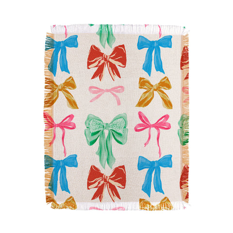 LouBruzzoni Chritsmas colorful bows Throw Blanket