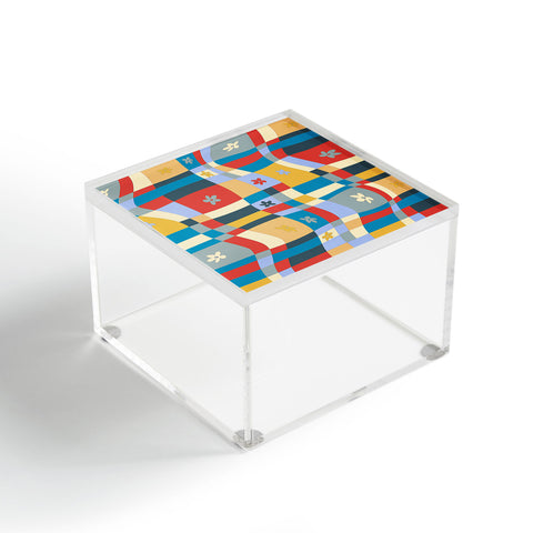 LouBruzzoni Colorful wavy checkerboard Acrylic Box