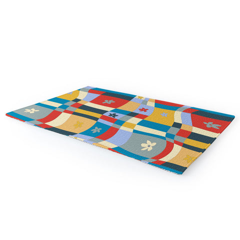 LouBruzzoni Colorful wavy checkerboard Area Rug