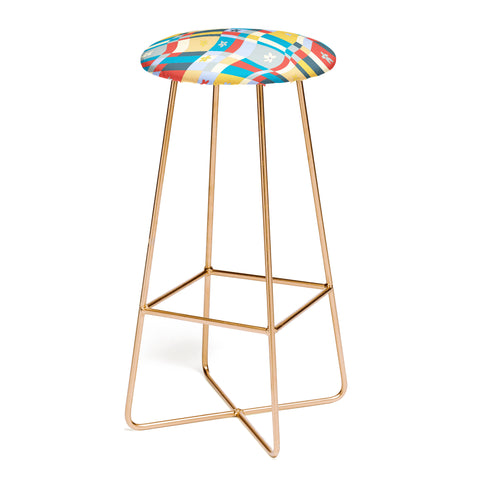LouBruzzoni Colorful wavy checkerboard Bar Stool