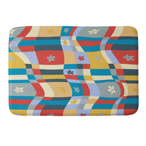 LouBruzzoni Colorful wavy checkerboard Memory Foam Bath Mat