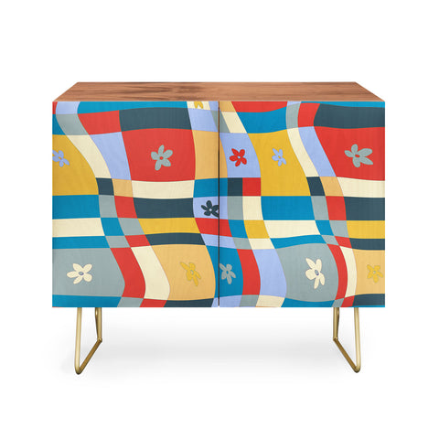 LouBruzzoni Colorful wavy checkerboard Credenza