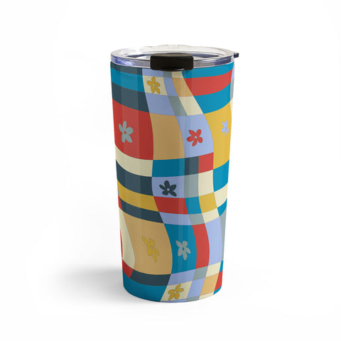 LouBruzzoni Colorful wavy checkerboard Travel Mug
