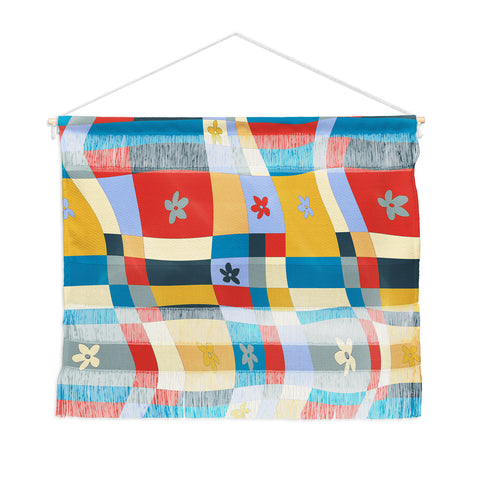 LouBruzzoni Colorful wavy checkerboard Wall Hanging Landscape