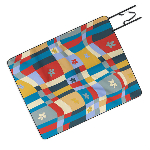 LouBruzzoni Colorful wavy checkerboard Picnic Blanket