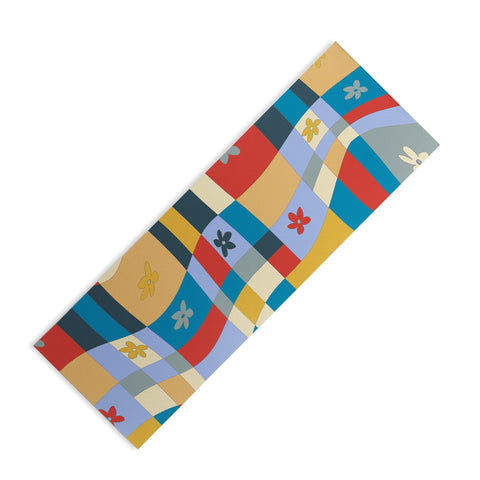 LouBruzzoni Colorful wavy checkerboard Yoga Mat