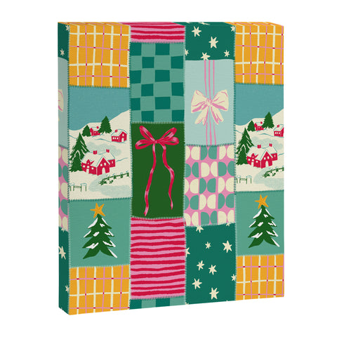 LouBruzzoni Cozy Christmas Patchwork Art Canvas