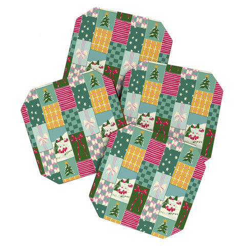 LouBruzzoni Cozy Christmas Patchwork Coaster Set