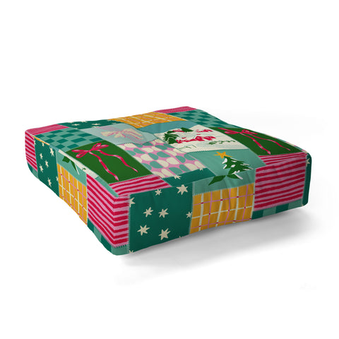 LouBruzzoni Cozy Christmas Patchwork Floor Pillow Square