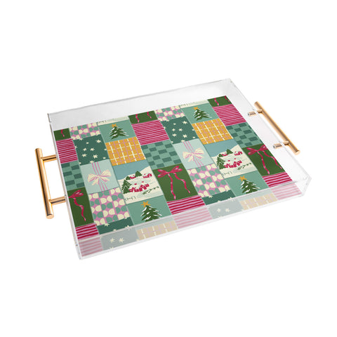 LouBruzzoni Cozy Christmas Patchwork Acrylic Tray