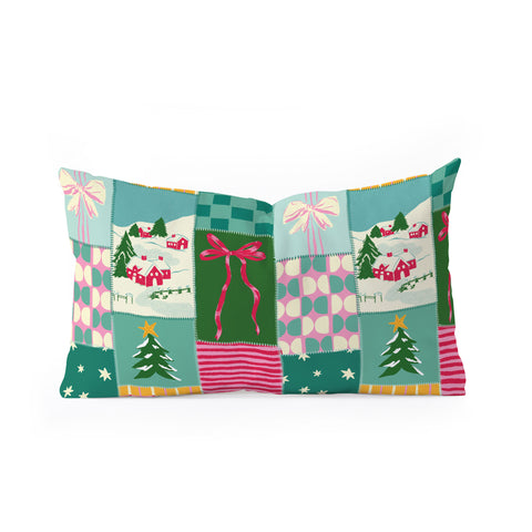 LouBruzzoni Cozy Christmas Patchwork Oblong Throw Pillow