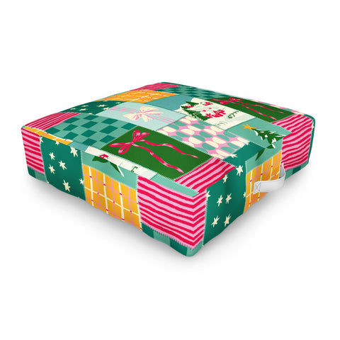 LouBruzzoni Cozy Christmas Patchwork Outdoor Floor Cushion