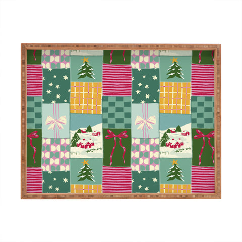 LouBruzzoni Cozy Christmas Patchwork Rectangular Tray