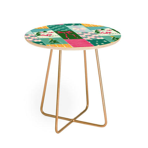 LouBruzzoni Cozy Christmas Patchwork Round Side Table