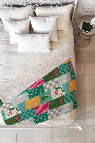 LouBruzzoni Cozy Christmas Patchwork Fleece Throw Blanket
