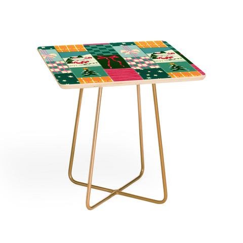 LouBruzzoni Cozy Christmas Patchwork Side Table