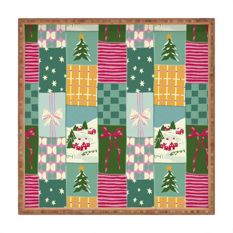 LouBruzzoni Cozy Christmas Patchwork Square Tray