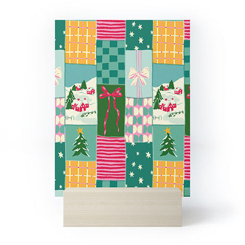 LouBruzzoni Cozy Christmas Patchwork Mini Art Print