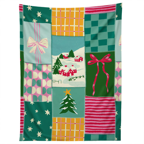 LouBruzzoni Cozy Christmas Patchwork Tapestry