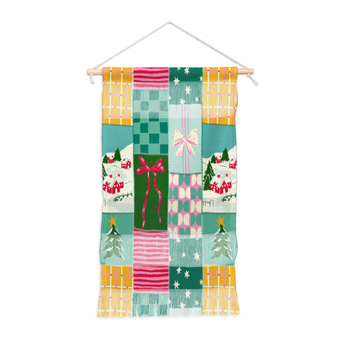 LouBruzzoni Cozy Christmas Patchwork Wall Hanging Portrait