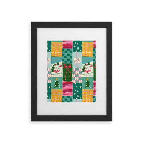 LouBruzzoni Cozy Christmas Patchwork Framed Art Print
