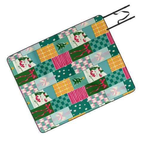 LouBruzzoni Cozy Christmas Patchwork Picnic Blanket