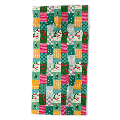 LouBruzzoni Cozy Christmas Patchwork Beach Towel