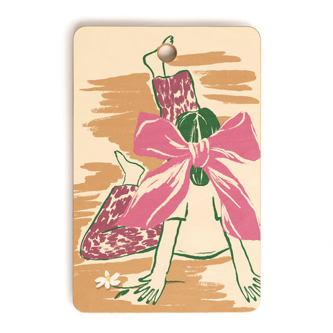 LouBruzzoni Girl With A Pink Bow Cutting Board Rectangle