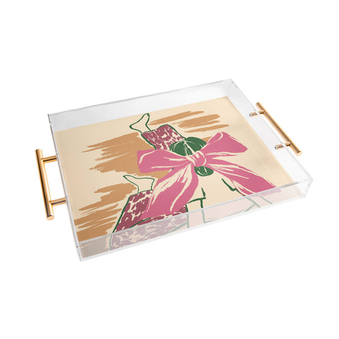 LouBruzzoni Girl With A Pink Bow Acrylic Tray