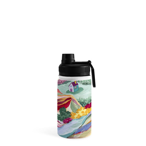 LouBruzzoni Gouache rainbow landscape Water Bottle