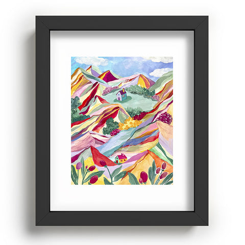 LouBruzzoni Gouache rainbow landscape Recessed Framing Rectangle