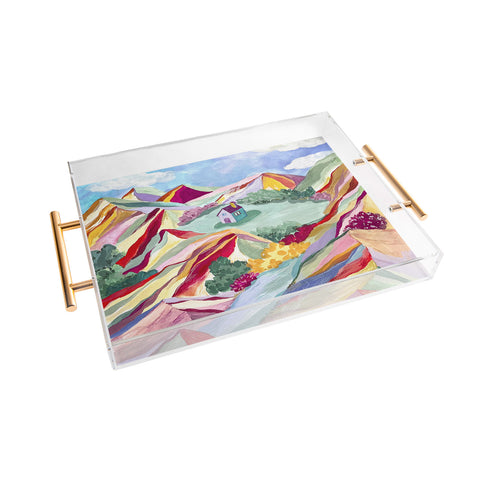 LouBruzzoni Gouache rainbow landscape Acrylic Tray