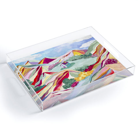 LouBruzzoni Gouache rainbow landscape Acrylic Tray