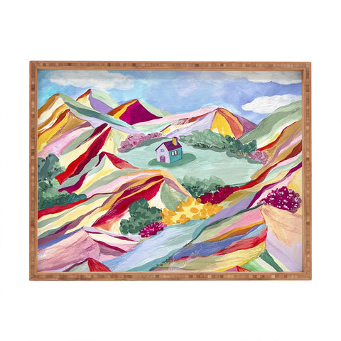 LouBruzzoni Gouache rainbow landscape Rectangular Tray