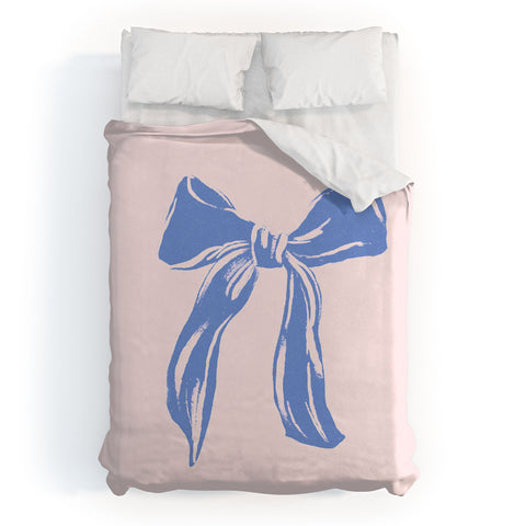 LouBruzzoni Light blue bow Duvet Cover