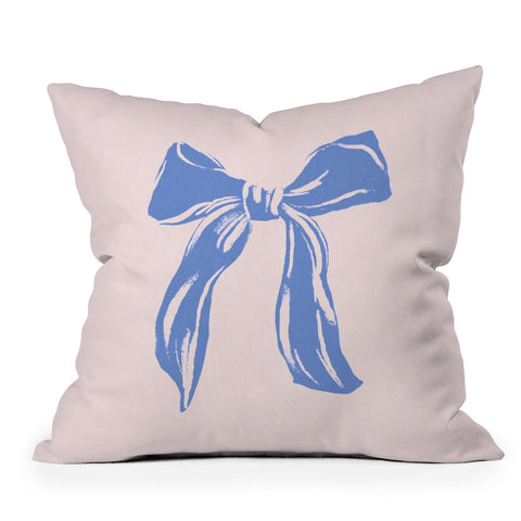 LouBruzzoni Light blue bow Throw Pillow