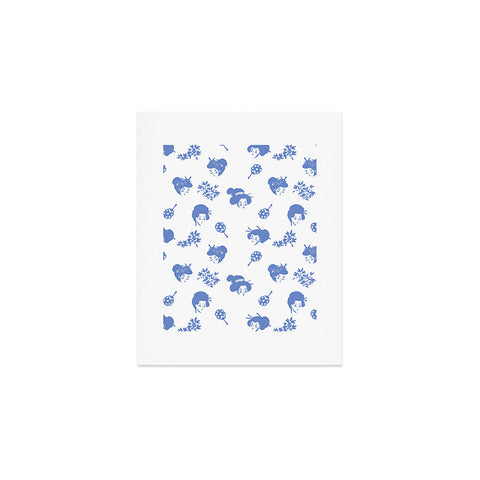 LouBruzzoni Light blue japanese pattern Art Print