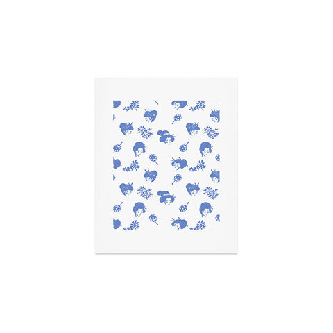 LouBruzzoni Light blue japanese pattern Art Print